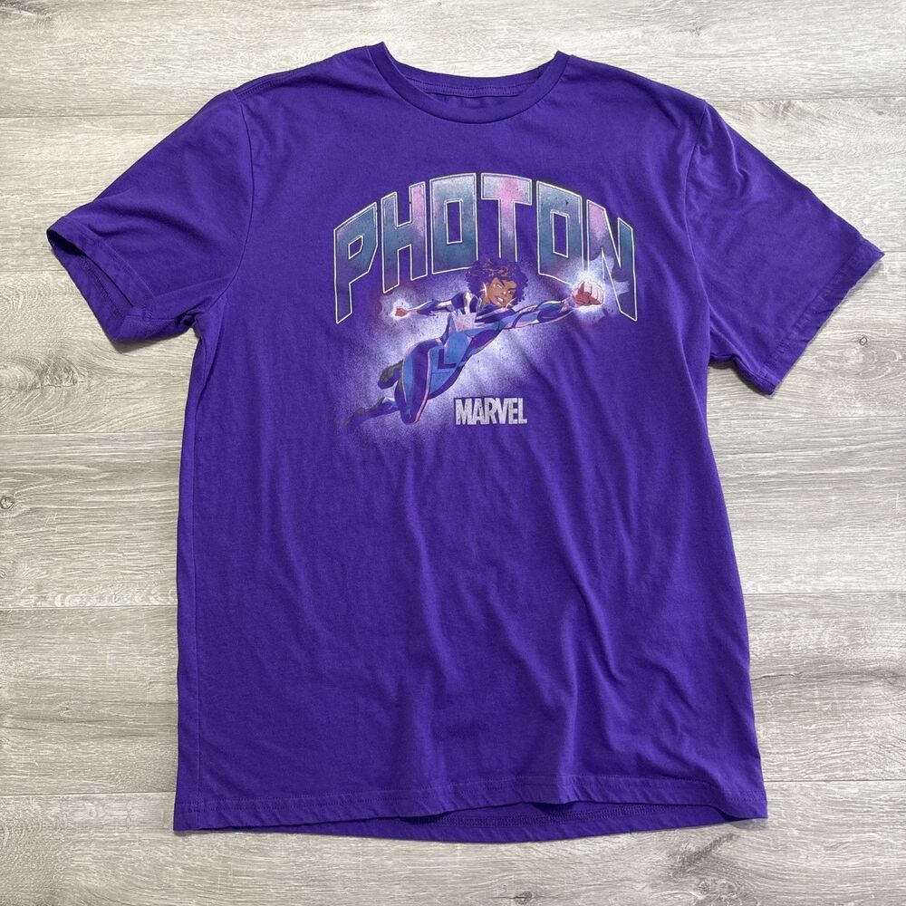 Marvel Photon T-Shirt Mens Medium Purple Monica Rambeau Superhero Graphic Tee